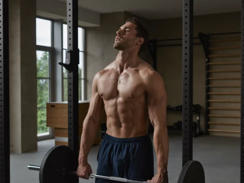 man strength training in the gym