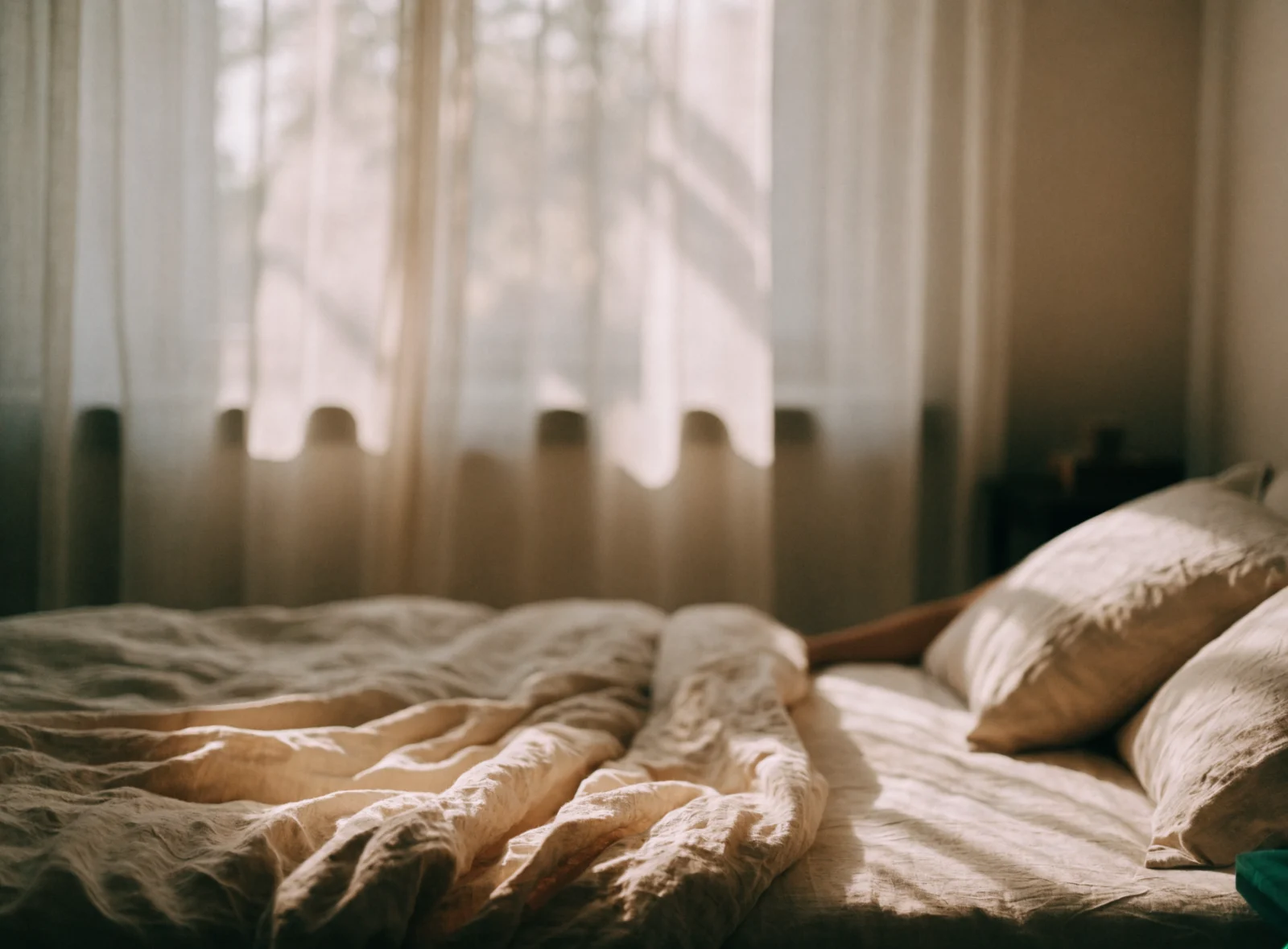 Serene bedroom with soft morning light
