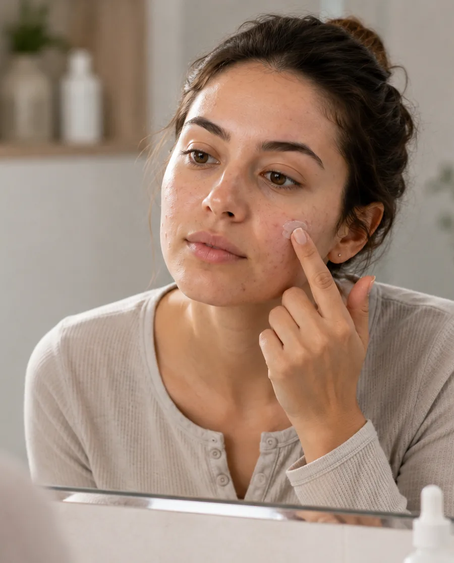 Applying a targeted acne treatment as part of a skincare routine