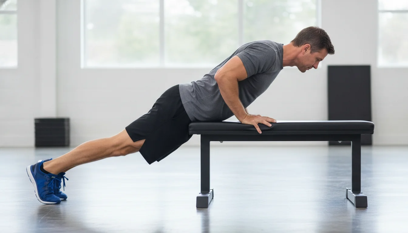 Man performing a modified push-up with proper body alignment