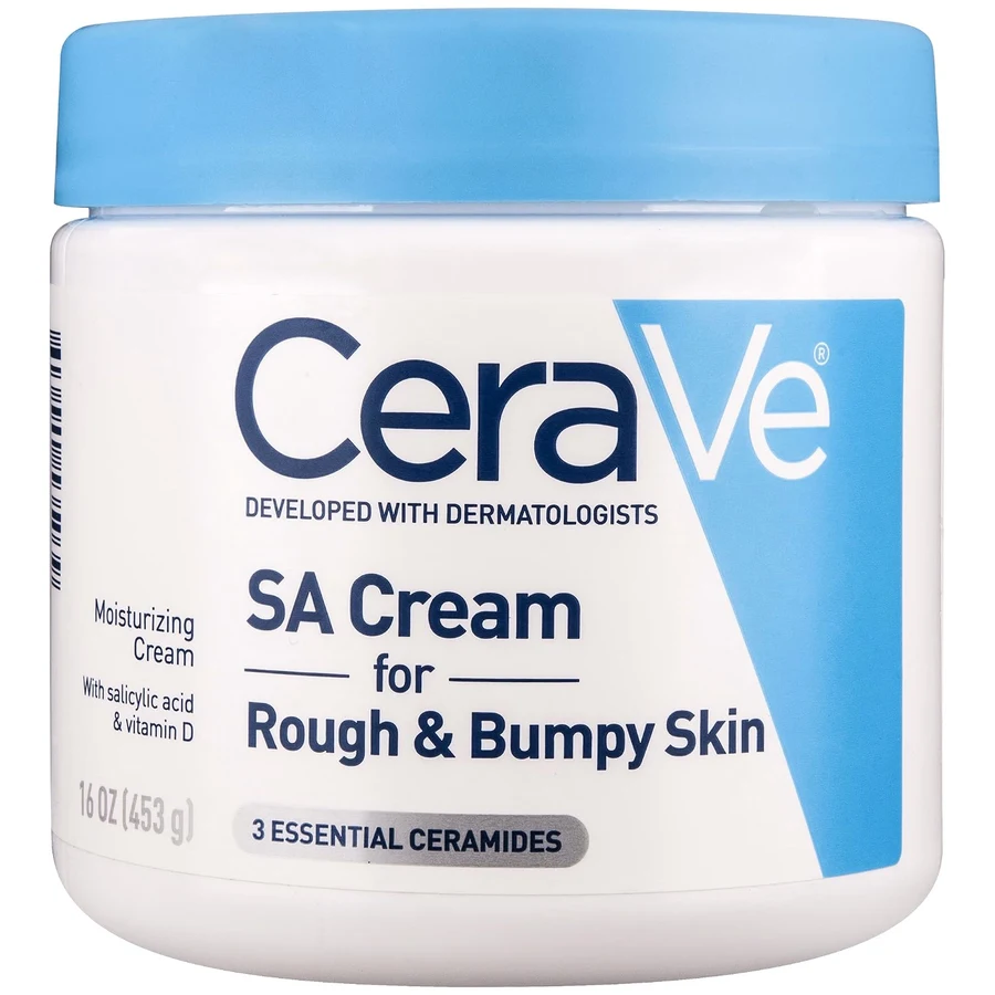 CeraVe SA Cream for Rough and Bumpy Skin jar with salicylic acid and vitamin D, 16 oz