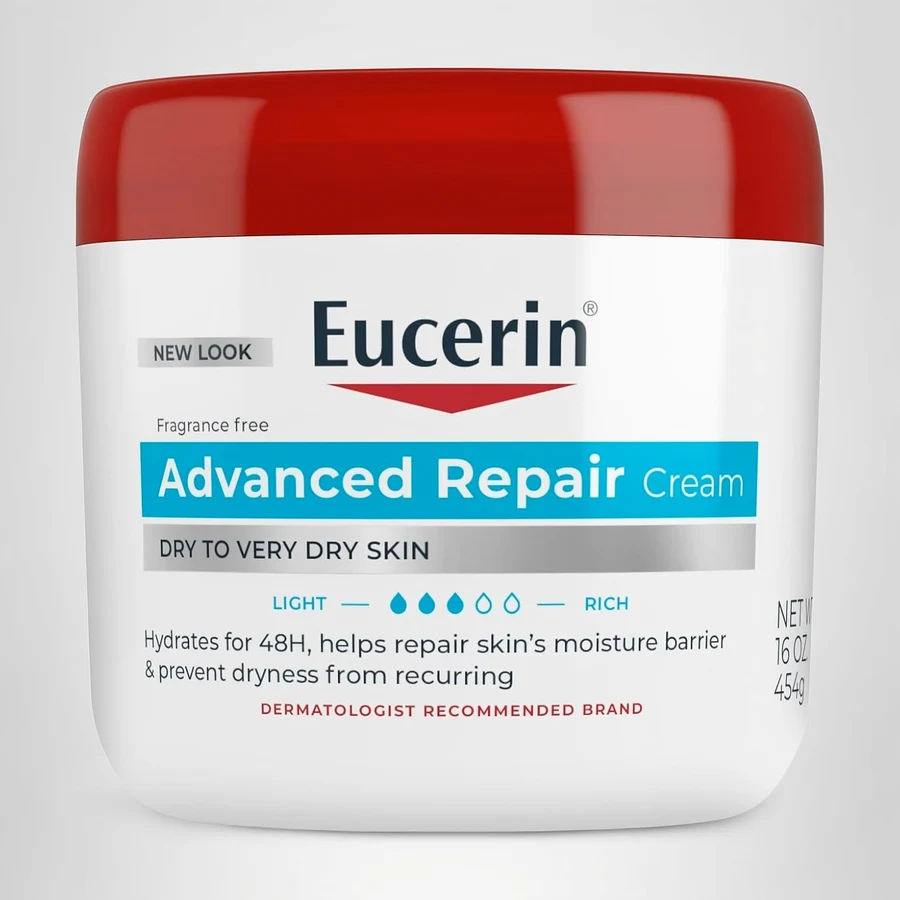 Eucerin Advanced Repair Cream jar for dry to very dry skin, 16 oz