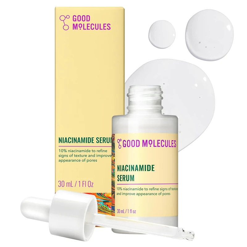 Good Molecules Niacinamide Serum, 10% niacinamide, 30 mL bottle and box