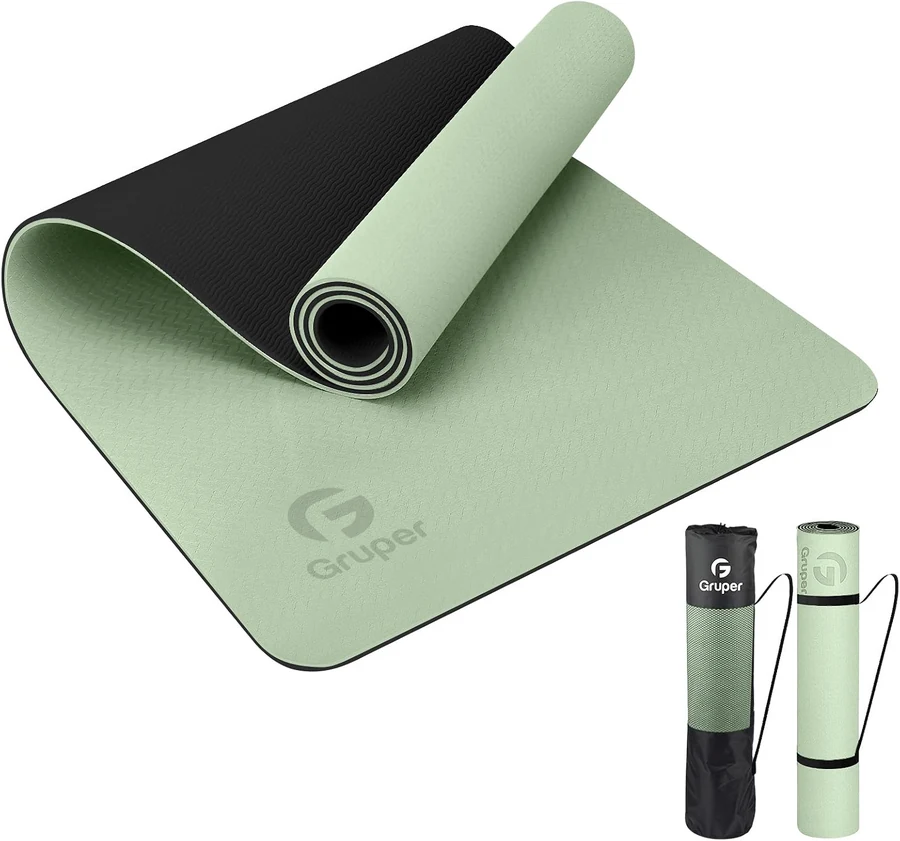 Gruper non-slip yoga mat with carrying strap