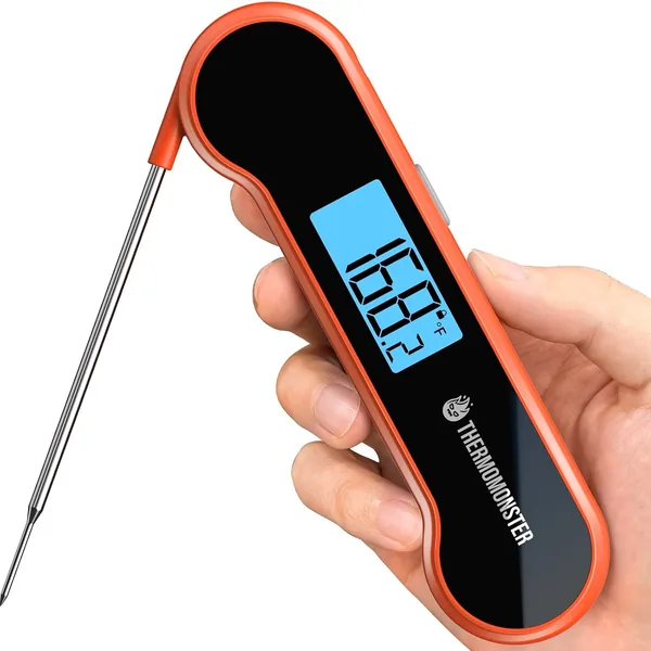 Digital instant-read meat thermometer for checking food temperature