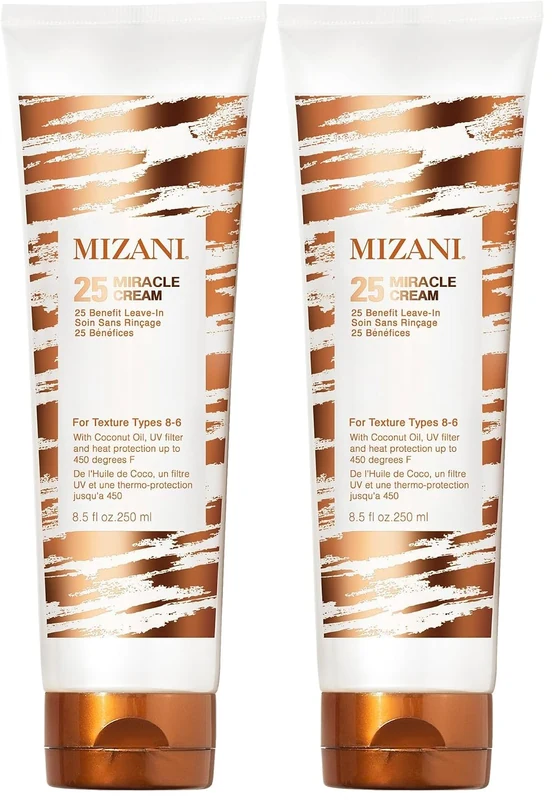 Two tubes of Mizani 25 Miracle Cream leave-in, 8.5 fl oz each