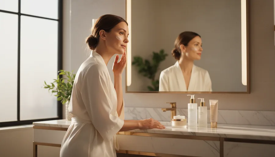 Morning skincare routine for dull skin with cleanser moisturizer and sunscreen