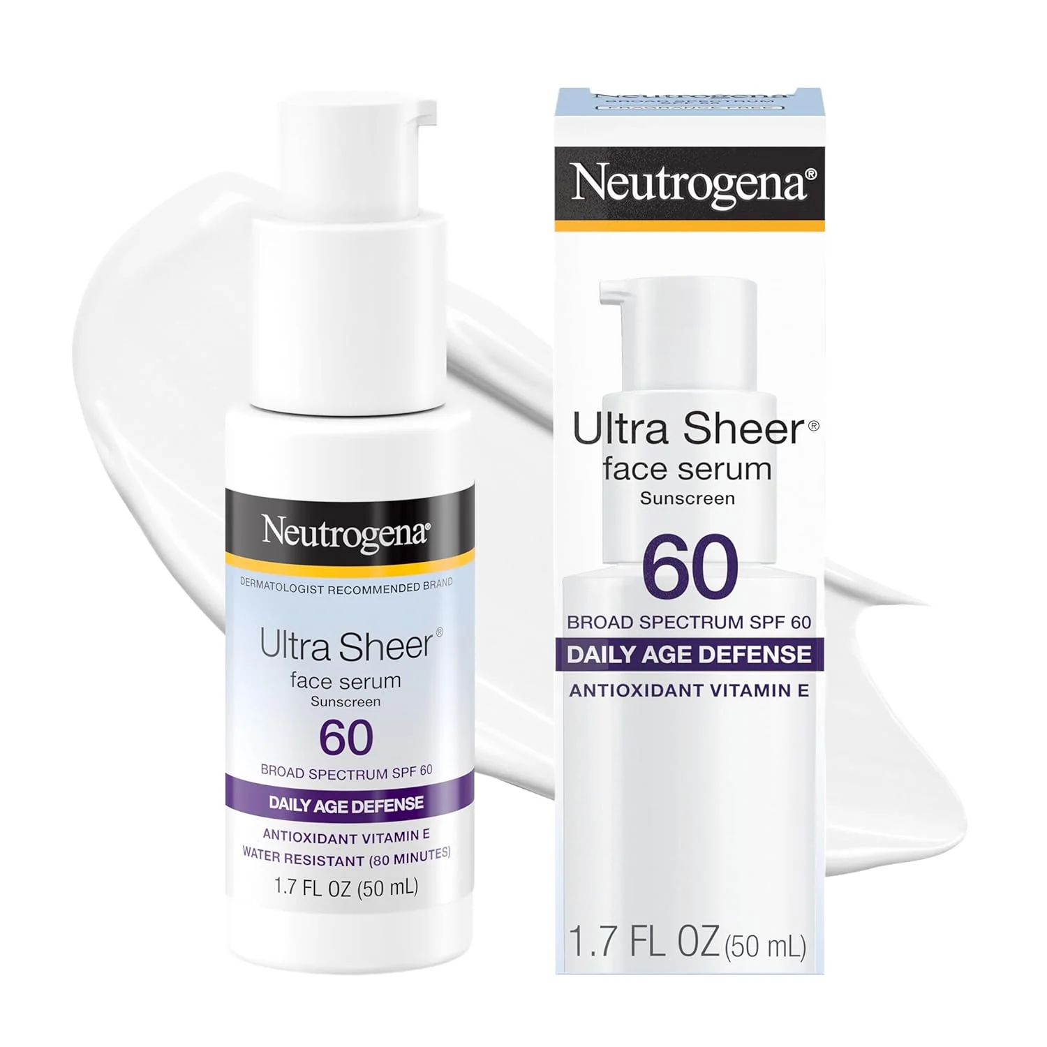 Neutrogena Ultra Sheer Sunscreen Serum SPF 60 bottle and box