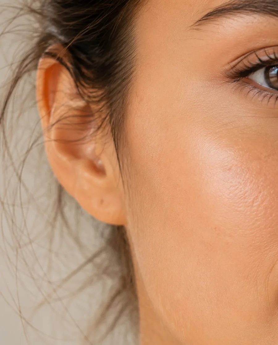 Healthy balanced normal skin close-up with natural skin texture