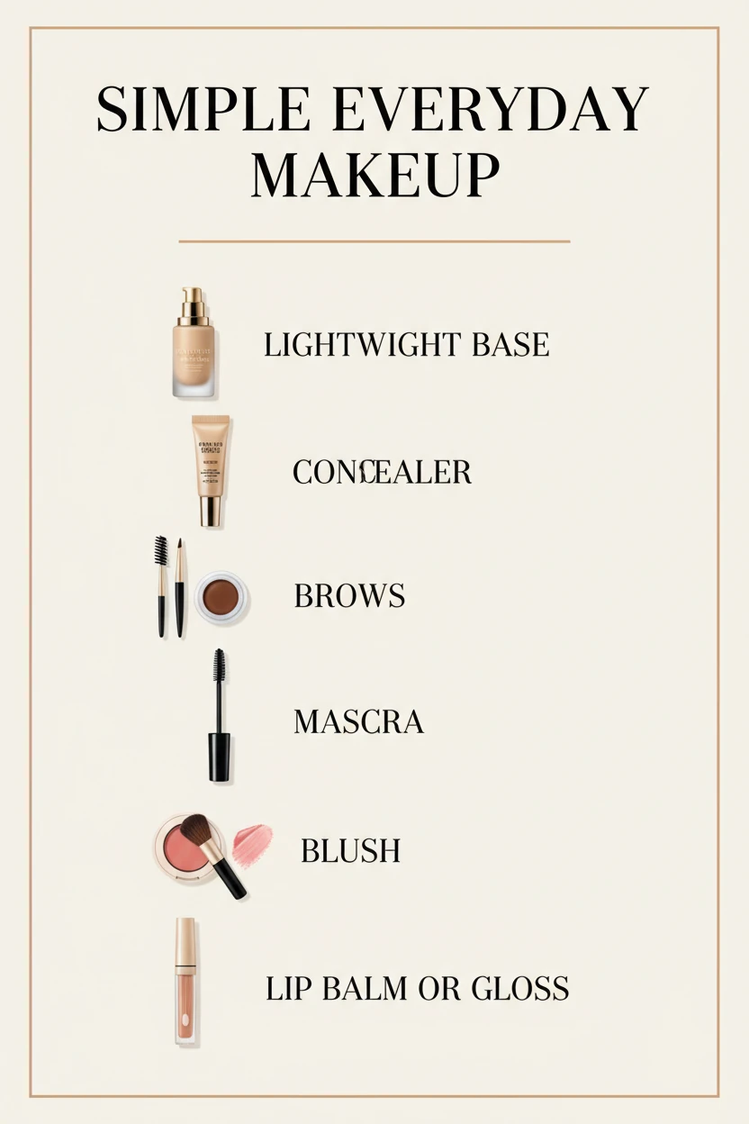 checklist graphic for a quick everyday makeup routine