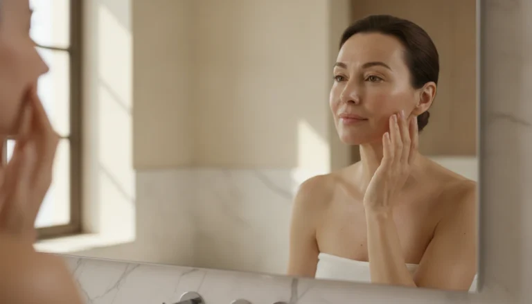 Skincare routine for dark spots with cleanser, moisturizer, and sunscreen