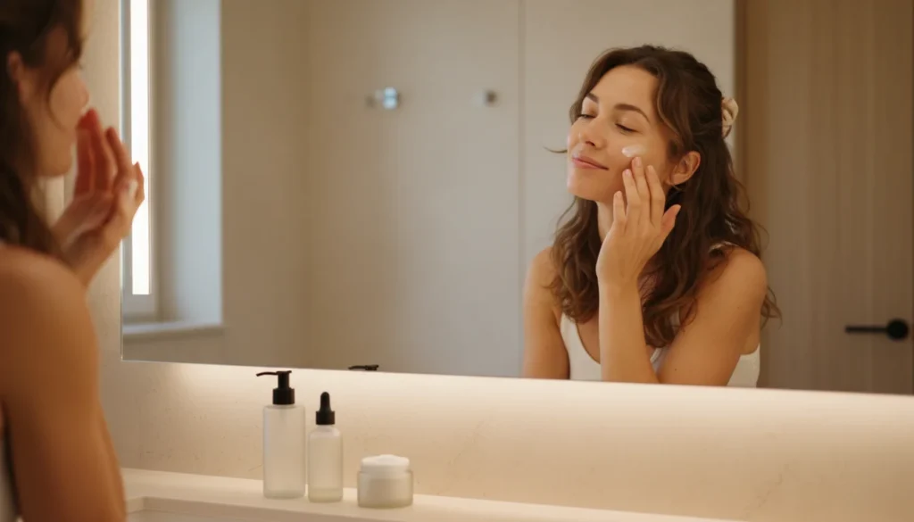 Close-up of natural healthy skin for a skincare routine for large pores