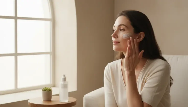Skincare routine for uneven skin tone with cleanser moisturizer and sunscreen