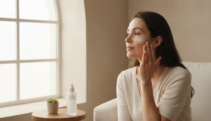 Skincare routine for uneven skin tone with cleanser moisturizer and sunscreen