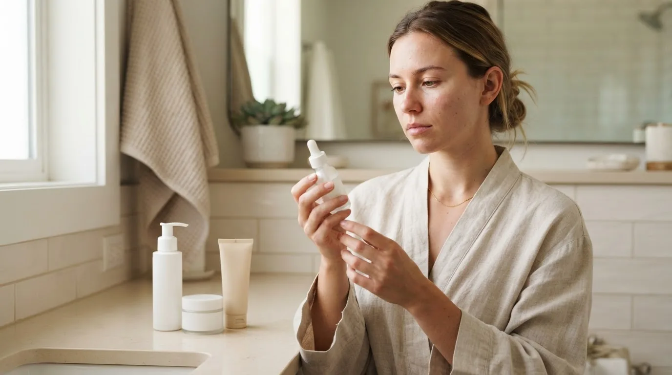 Woman introducing one new skincare product at a time