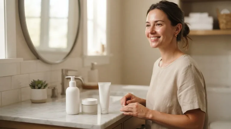 Woman following a simple morning skincare routine for beginners