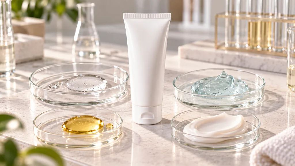 Facial sunscreen with supporting skincare ingredient textures
