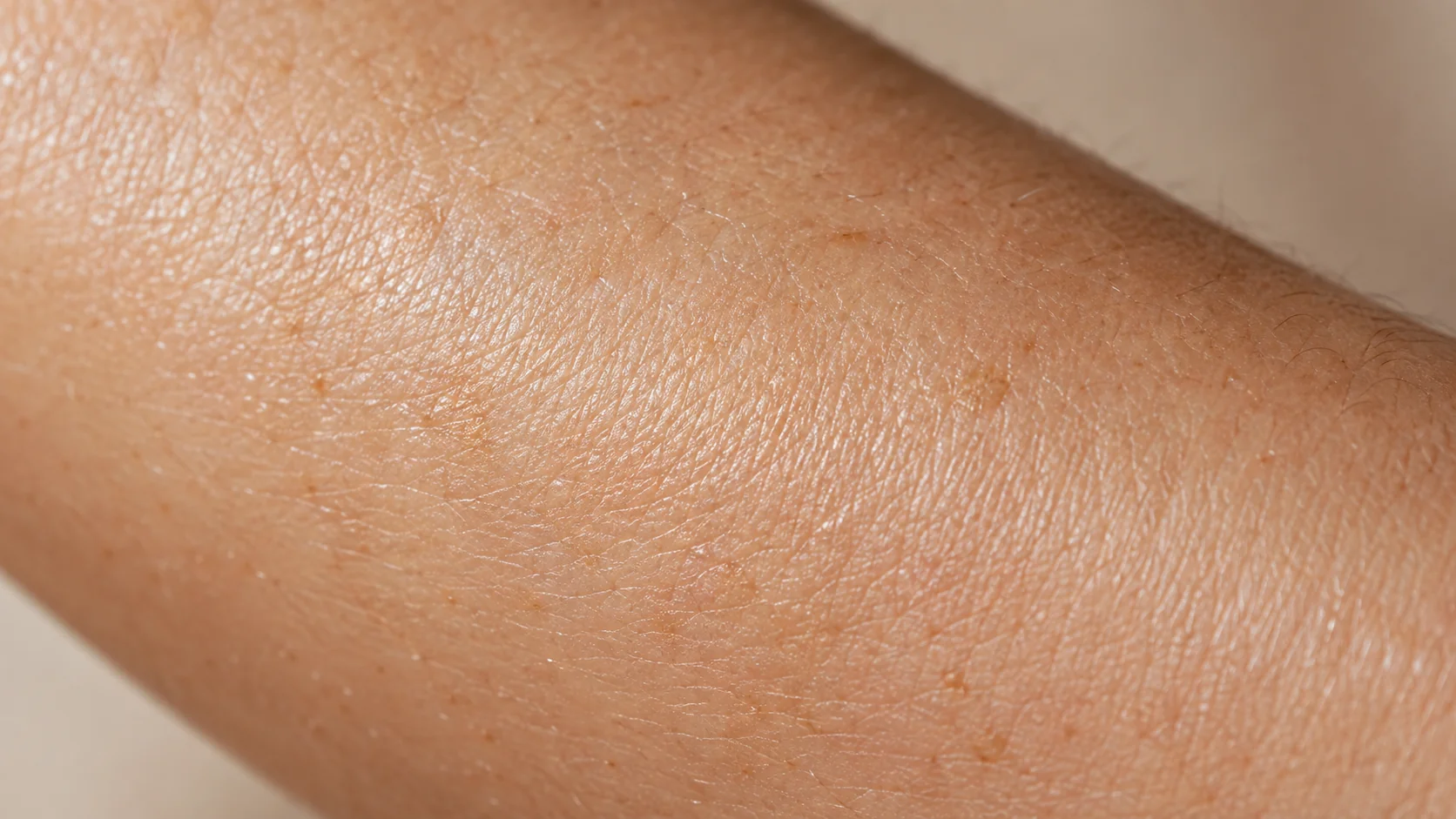 Close-up of natural forearm skin texture, showing fine lines and pores