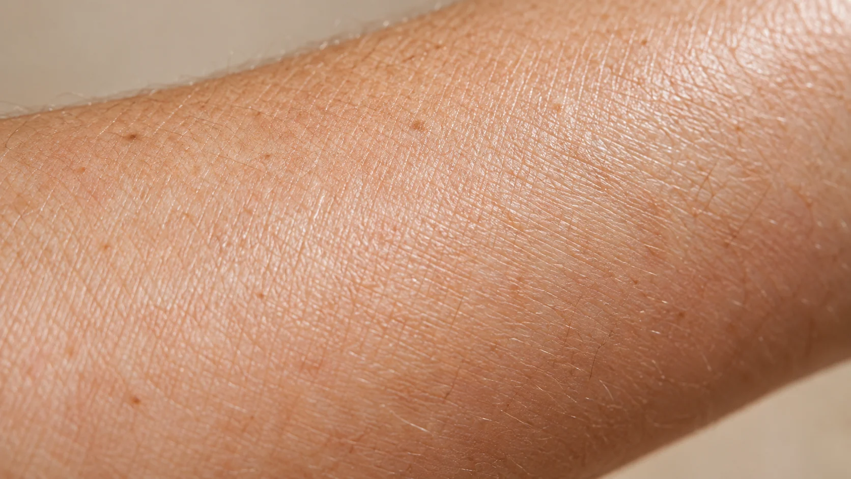 Macro close-up of healthy skin texture with a light sheen of natural moisture