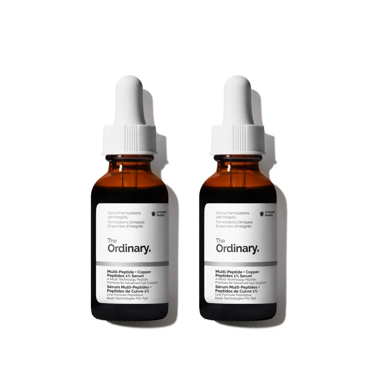 Two bottles of The Ordinary Multi-Peptide + Copper Peptides 1% Serum